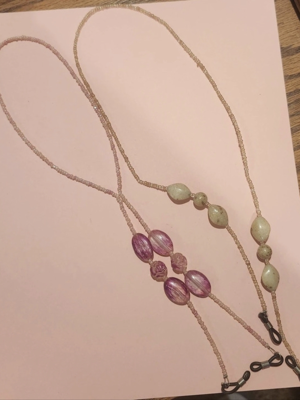 Beaded Layered Necklaces in Pink & Green